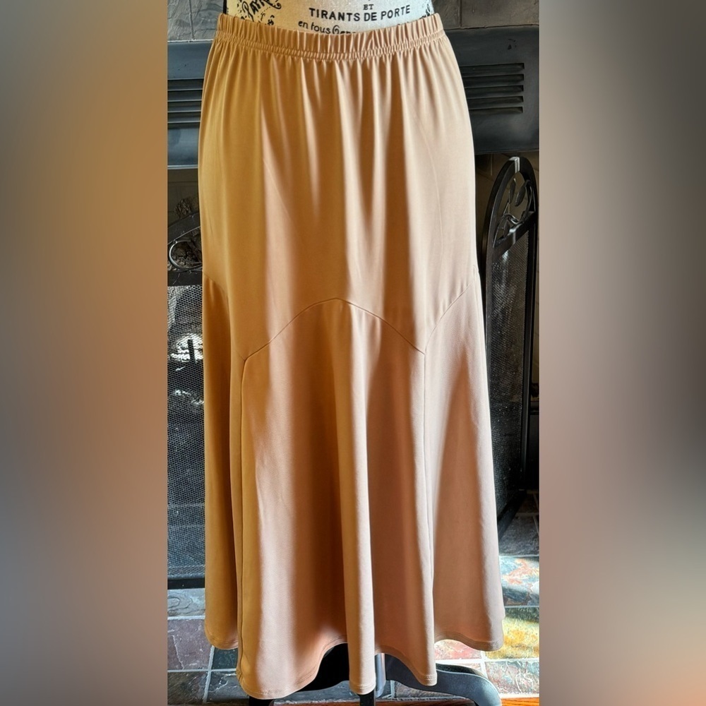 Bob Mackie Wearable Art Skirt Tan Beige Women’s Large Stretch Elastic Waistband